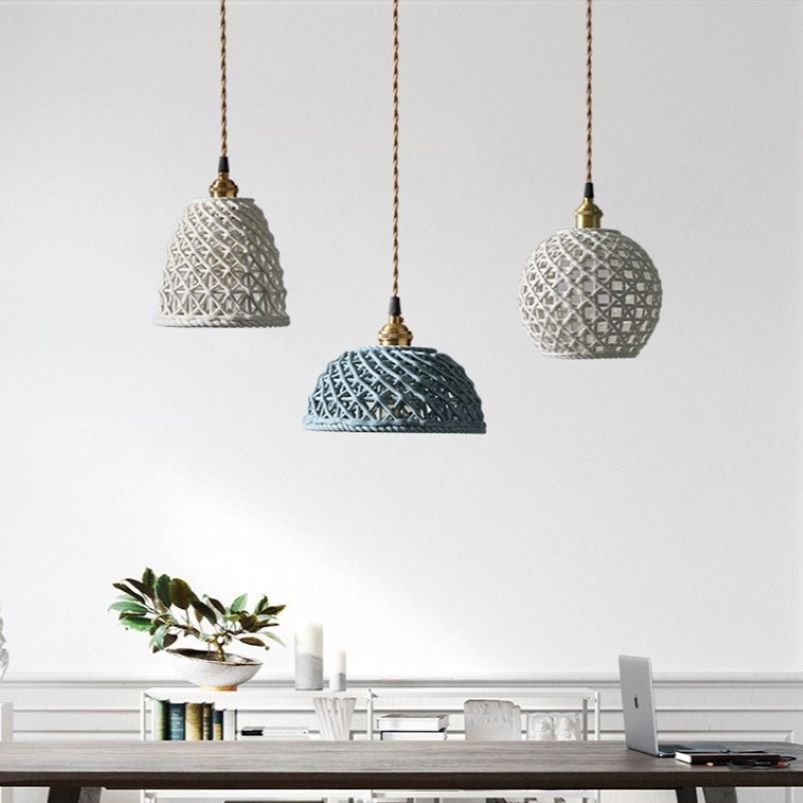 Hailie Modern Pendant Lights in Blue and White, perfect for kitchen or bedroom