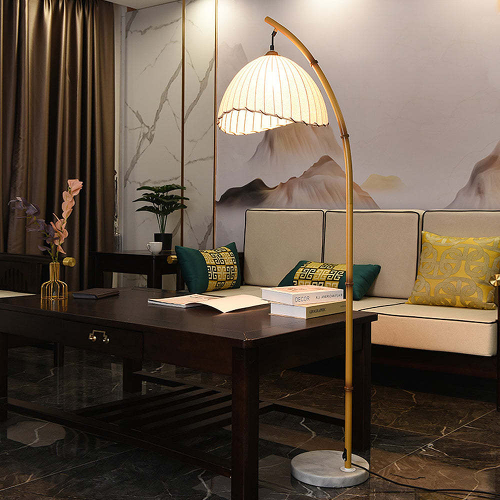 Ozawa Floor Lamp: Bamboo & Fabric Shade Lighting