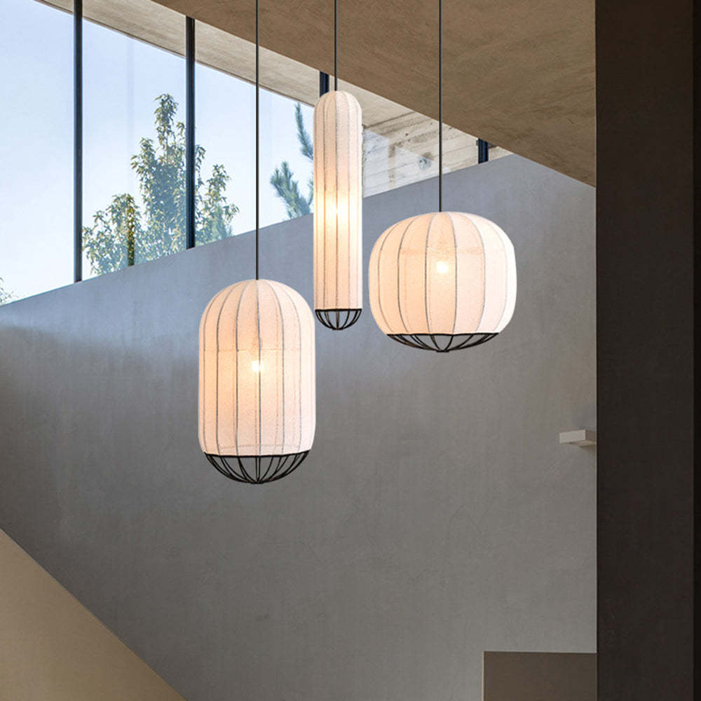 Lassola Renée pendant lights, fabric shades, modern interior lighting
