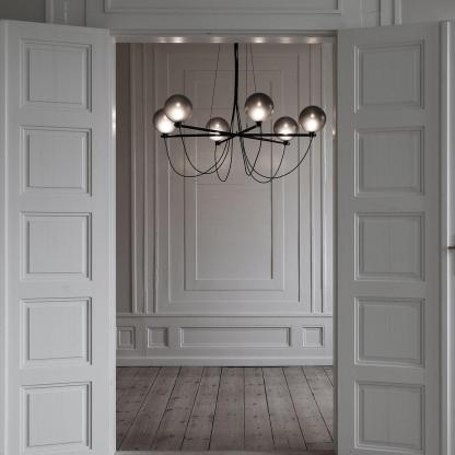 Valentina Modern Glass Ball Chandelier in a white room