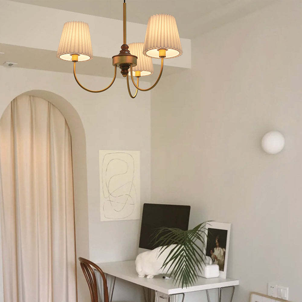 Eryn fabric chandelier in a modern room Eryn Modern Retro Metal Fabric Chandelier