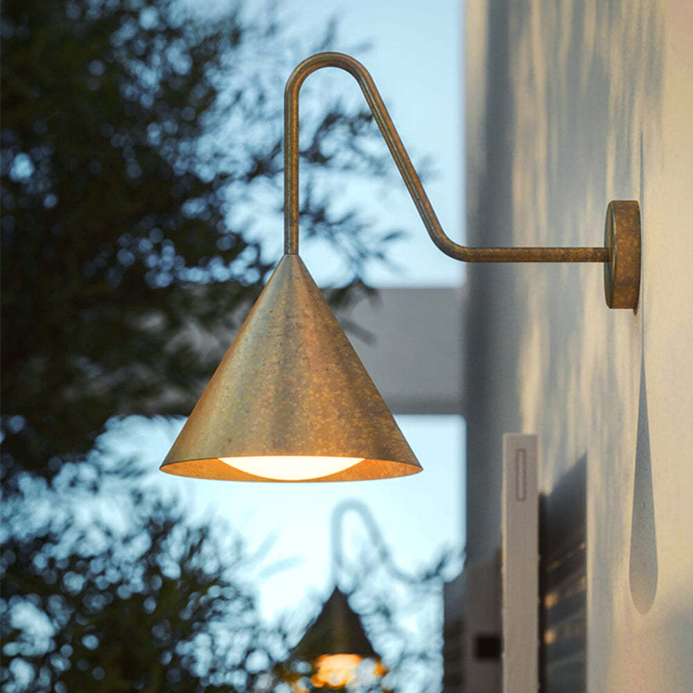 Modern outdoor wall lamp, cone-shaped shade