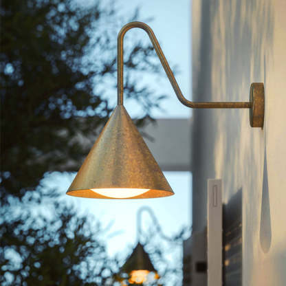 Modern outdoor wall lamp, cone-shaped shade