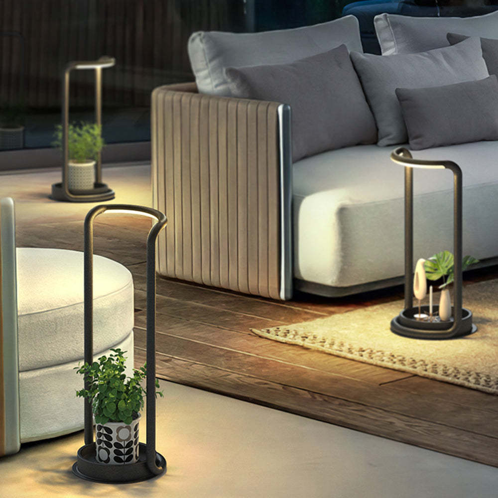 Orr Minimalist Outdoor Floor Lamp, accent lighting on patio