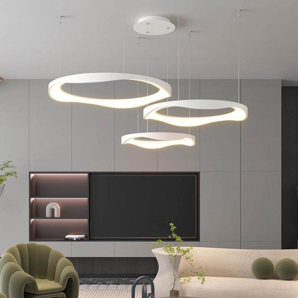 Modern white Arisha pendant lighting for living room ambiance.