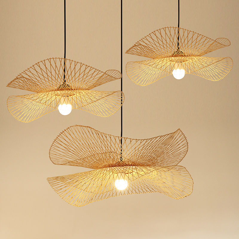 Three rattan pendant lights, artistic lighting solution Muto Woven Rattan Pendant Light, Dining Room/Bedroom/Restaurant