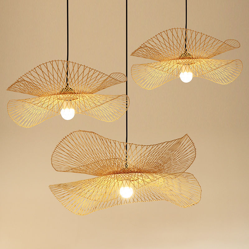 Three rattan pendant lights, artistic lighting solution Muto Woven Rattan Pendant Light, Dining Room/Bedroom/Restaurant