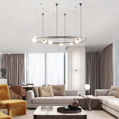 Modern living room with Valentina pendant light installed