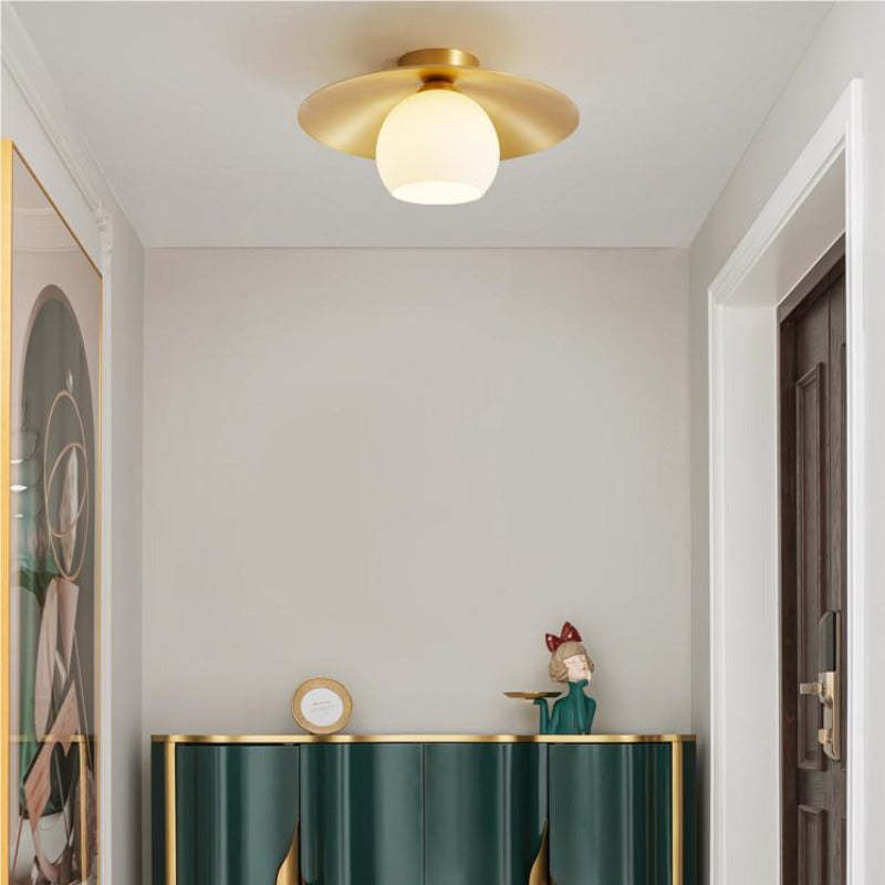 Carins Ceiling Light in hallway, golden finish, modern decor