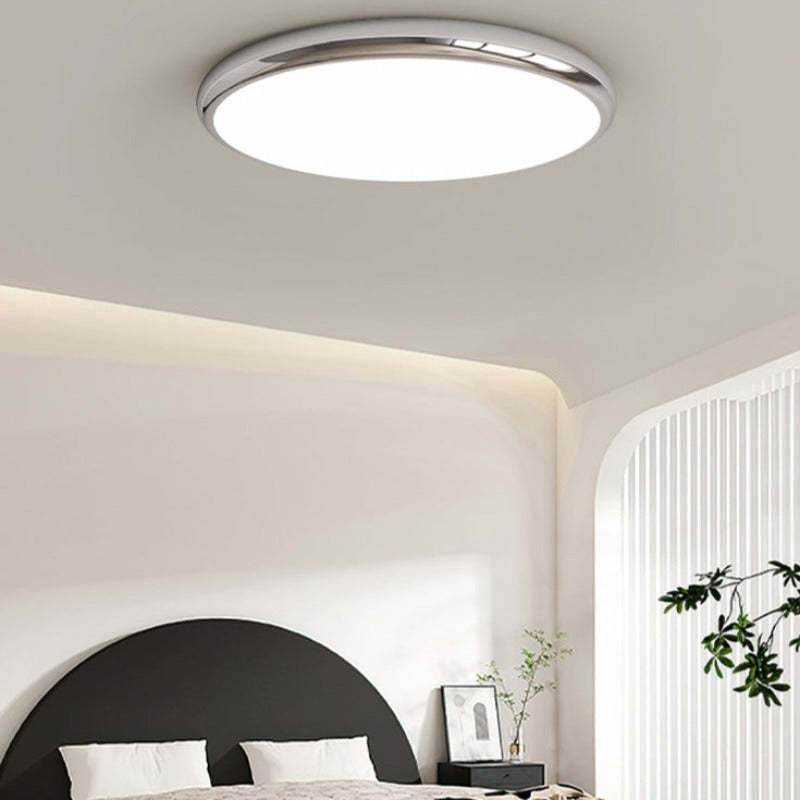 Ozawa Circle Flush Mount Ceiling Light in bedroom setting