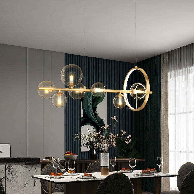 Modern LED Chandelier Gold Glass Living/Dining Room | Las Sola