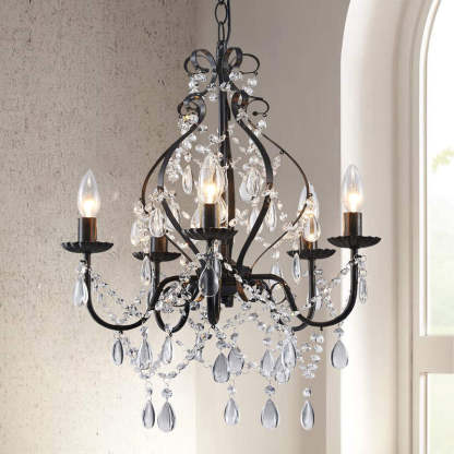 Black crystal chandelier, perfect for dining room or restaurant