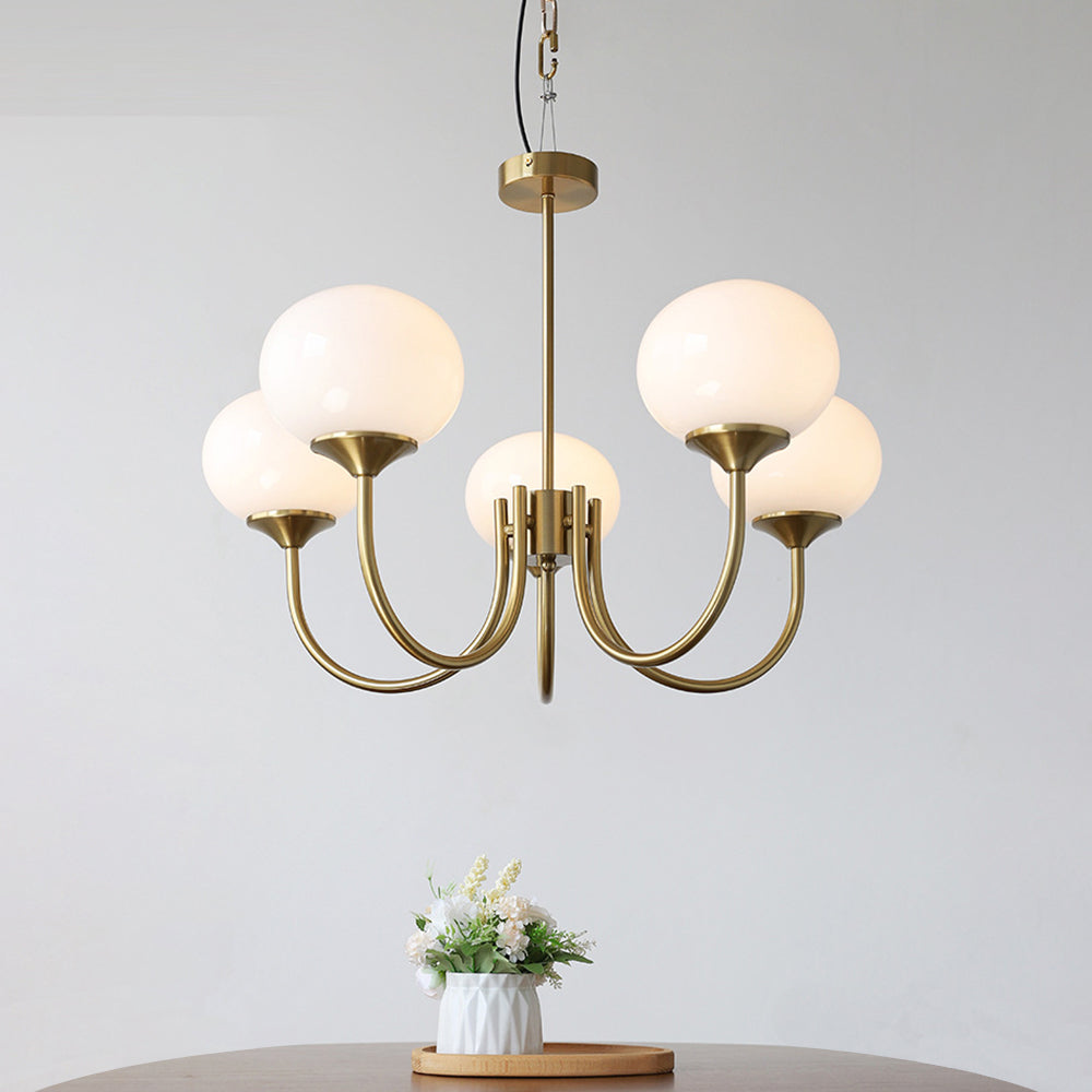 Hailie Art Deco Globe Chandelier - Brass Finish