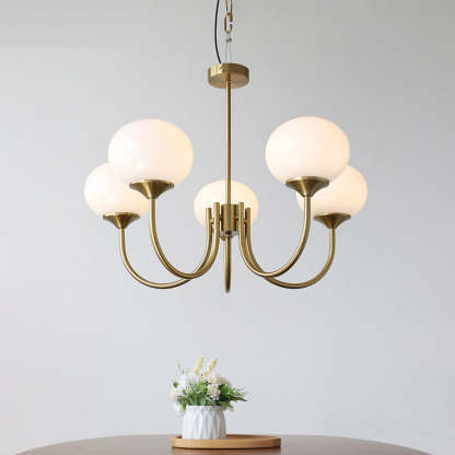 Hailie Art Deco Globe Chandelier - Brass Finish