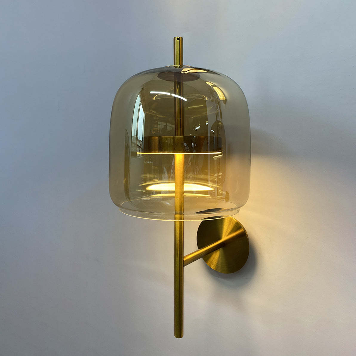 Modern Quinn Wall Lamp with Amber Glass Shade