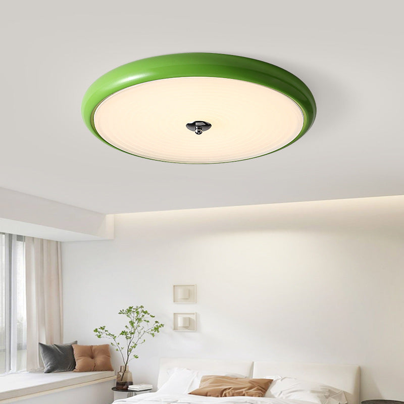 Green Morandi LED ceiling light in bedroom