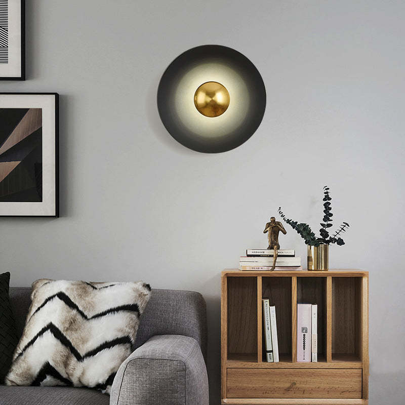 Morandi Plate LED Wall Lamp in a Modern Living Room