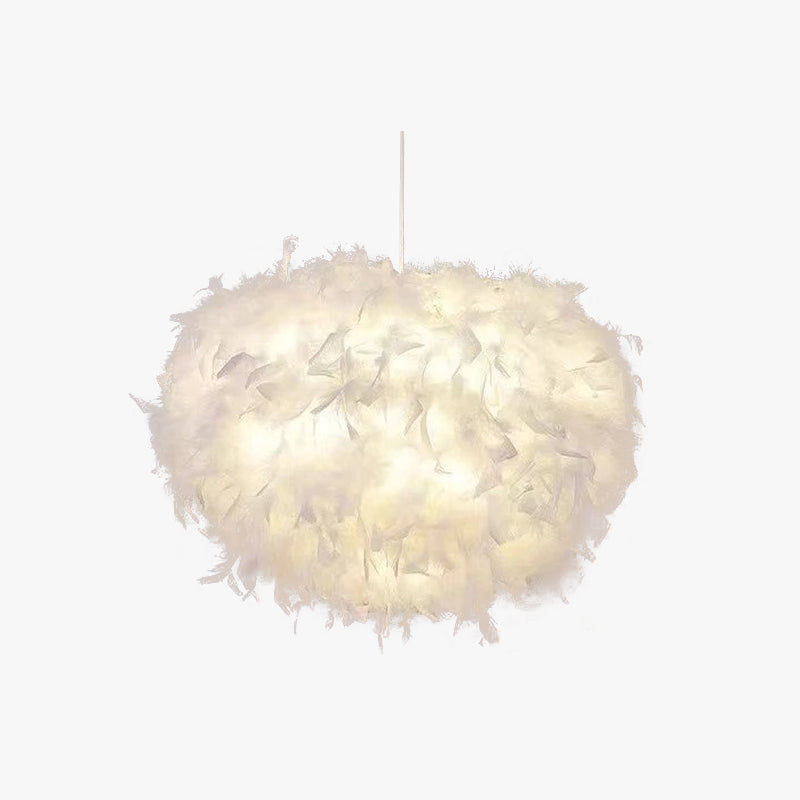 O'Moore Nordic Art Deco Feather Pendant Light, White Feather Shade
