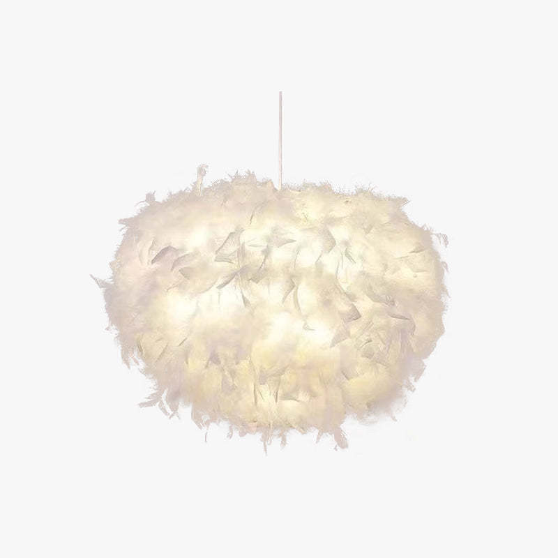 O'Moore Nordic Art Deco Feather Pendant Light, White Feather Shade