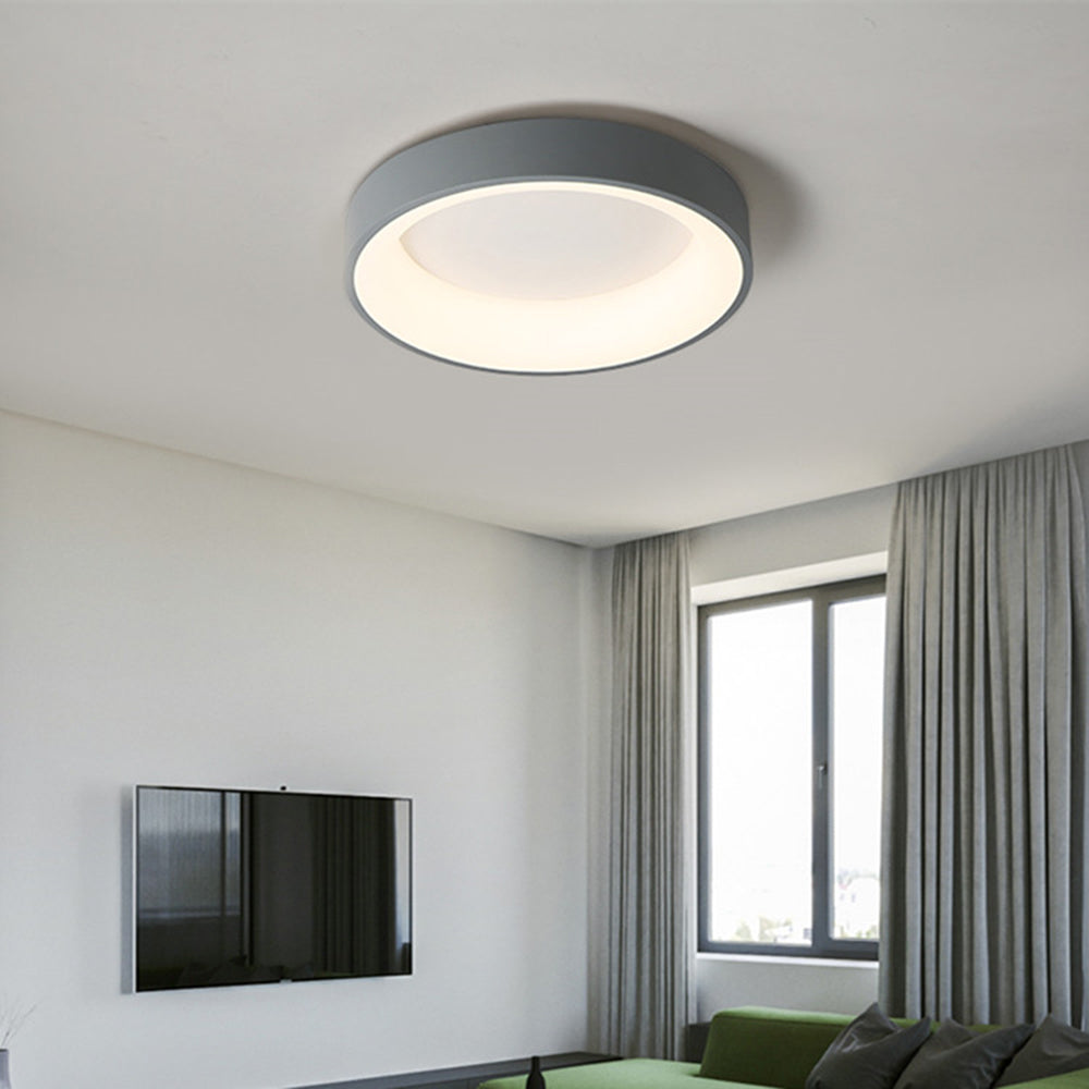 Quinn LED flush mount ceiling light in a modern living room