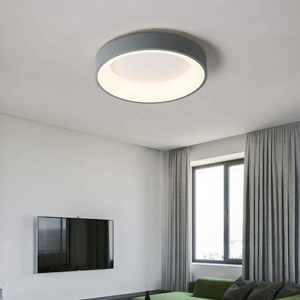 Quinn LED flush mount ceiling light in a modern living room