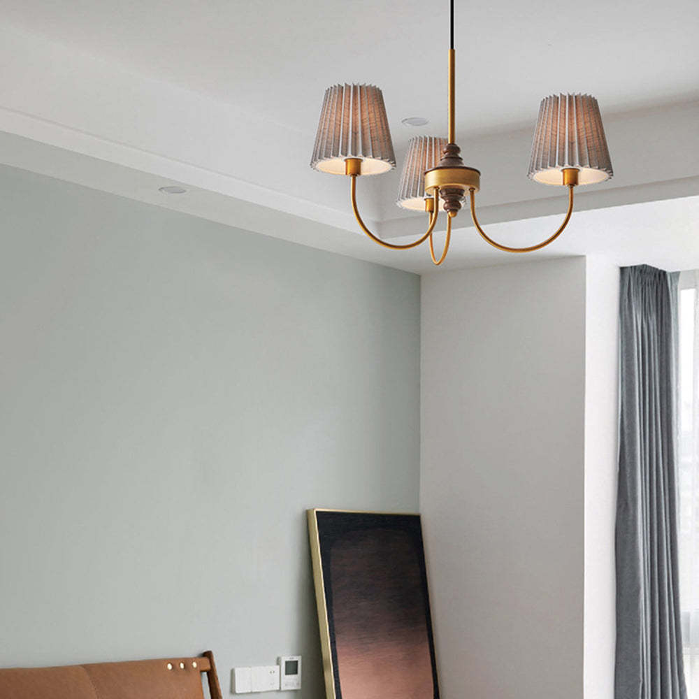 Eryn fabric chandelier in modern living room. Eryn Modern Retro Metal Fabric Chandelier
