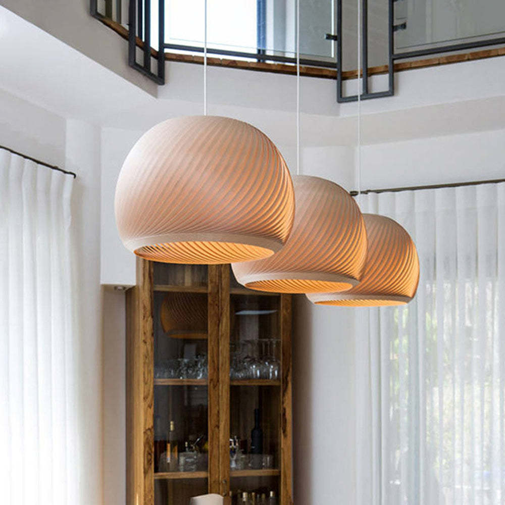 Ozawa farmhouse style wooden pendant lights in dining room