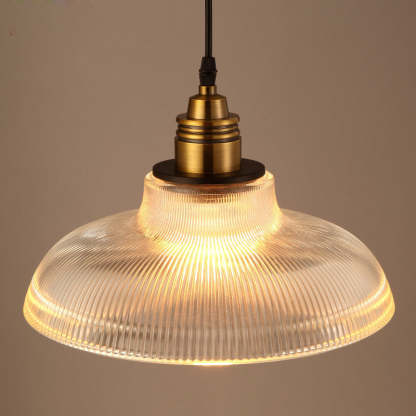 Industrial glass pendant light close up