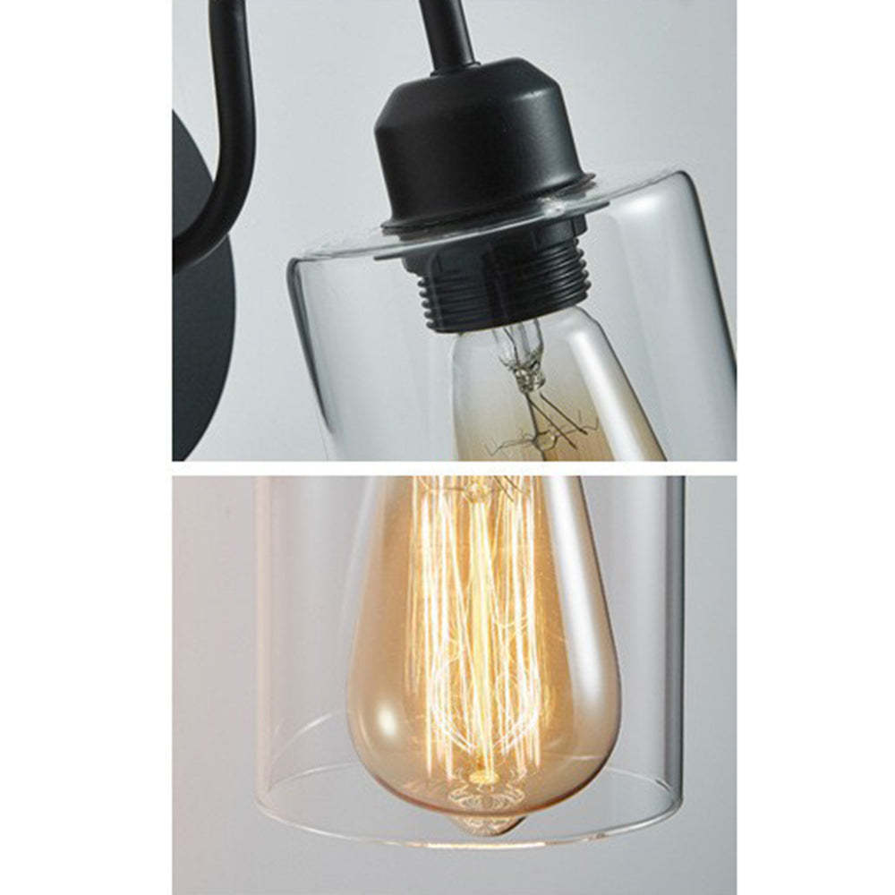 Alessio Vintage Industrial Wall Lamp - Glass Shade Detail