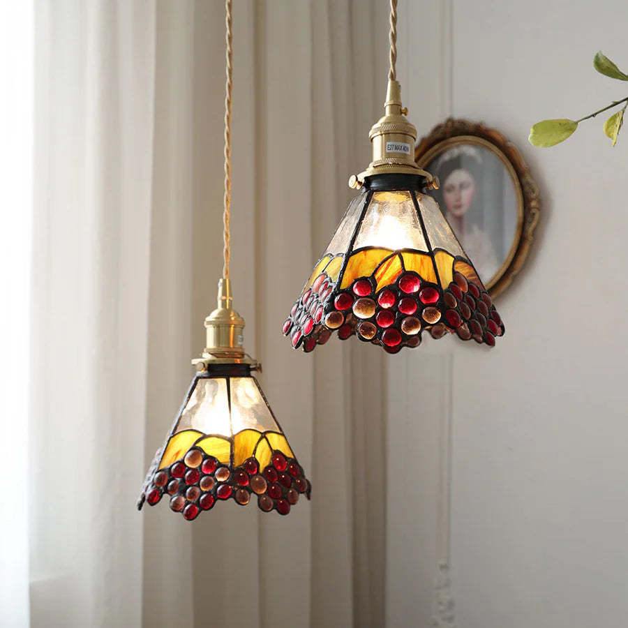 Eryn Vintage Pendant Lights colorful glass, bedroom or dining room decor