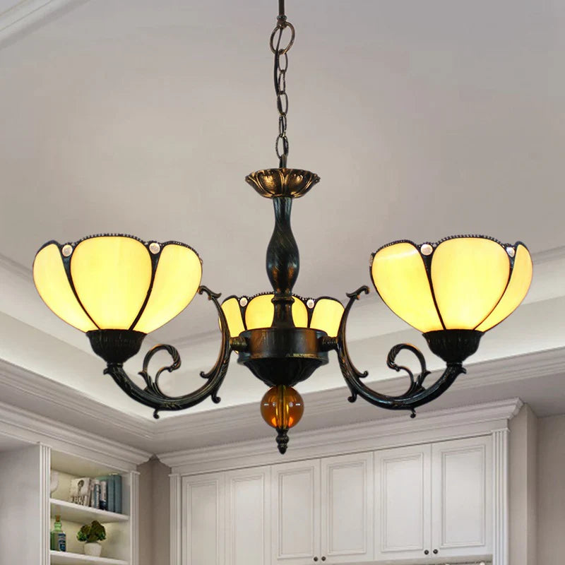 Eryn Vintage LED Chandelier with yellow glass shades