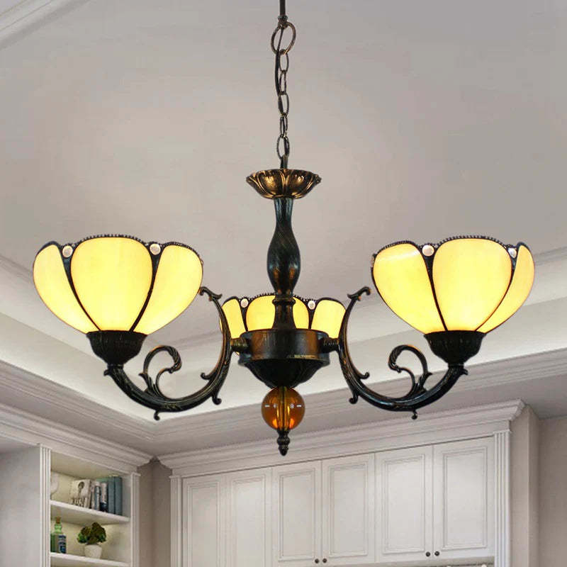 Eryn Vintage LED Chandelier with yellow glass shades