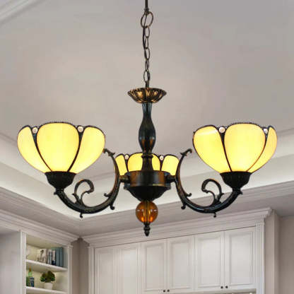 Eryn Vintage LED Chandelier with yellow glass shades