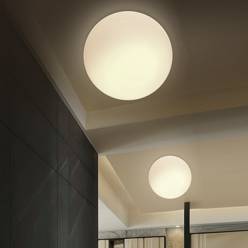 Modern bubble sphere ceiling lights illuminating a room