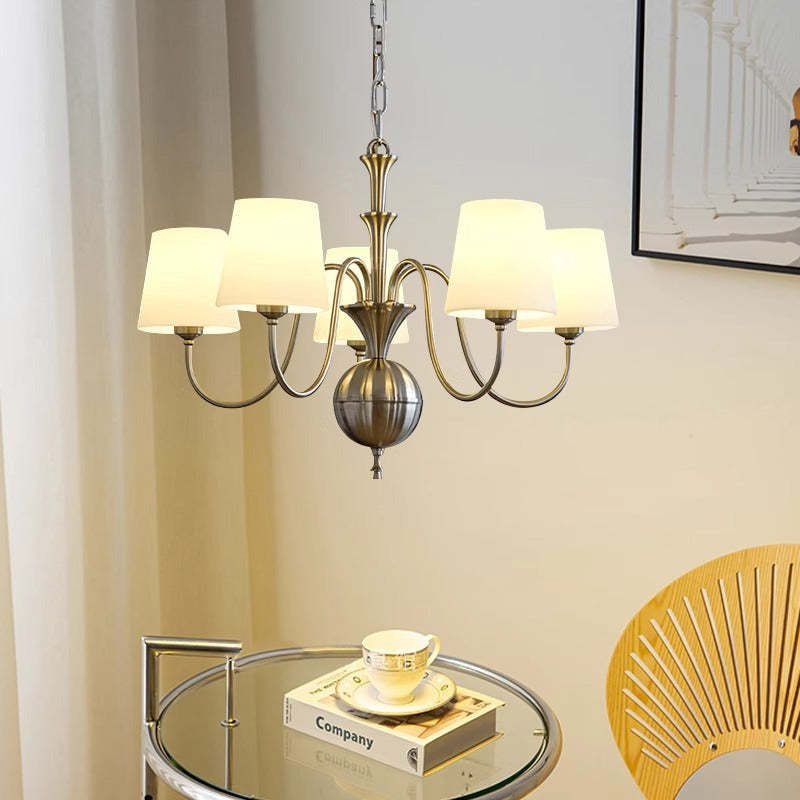 Alessio Vintage Chandelier, metal frame, glass accents