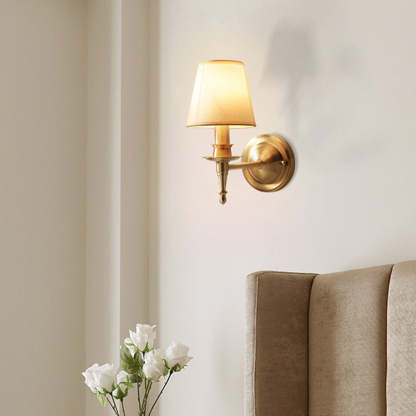 Alessio Vintage Rustic LED Wall Lamp with fabric shade