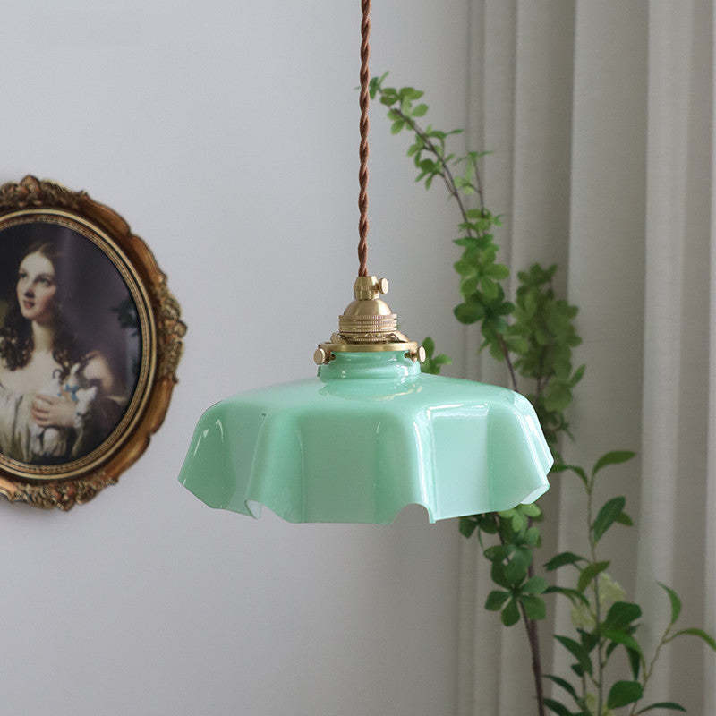 Hailie Vintage LED Pendant Light - Light Green Glass Shade