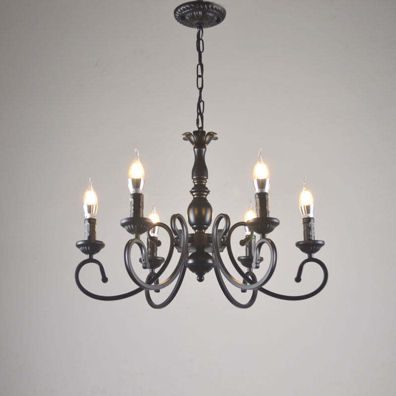 Black candle style chandelier for living room, bedroom or dining room