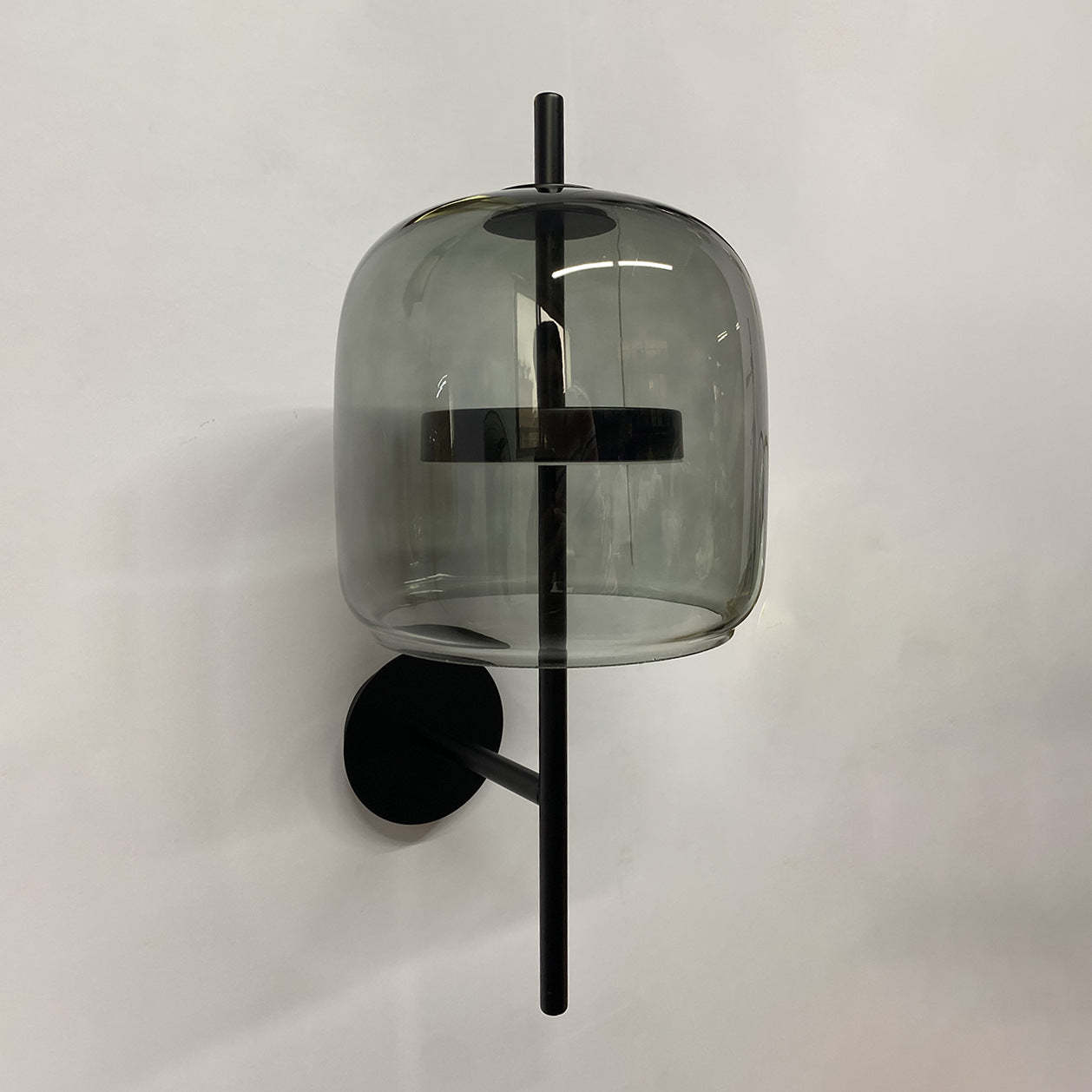 Quinn Modern Indoor Wall Lamp with Gray Glass Shade