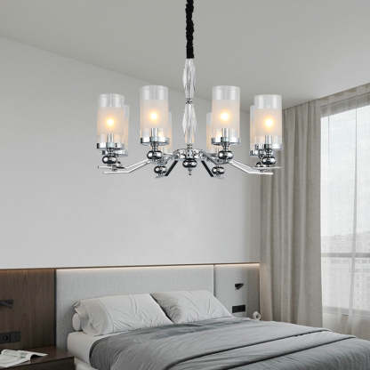 Alessio Retro Metal Glass Chandelier, 8-bulb living room light