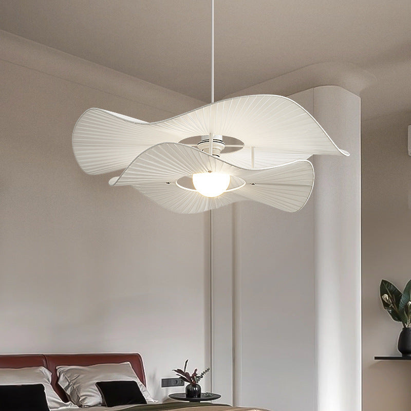 White fabric Renée pendant light in modern bedroom