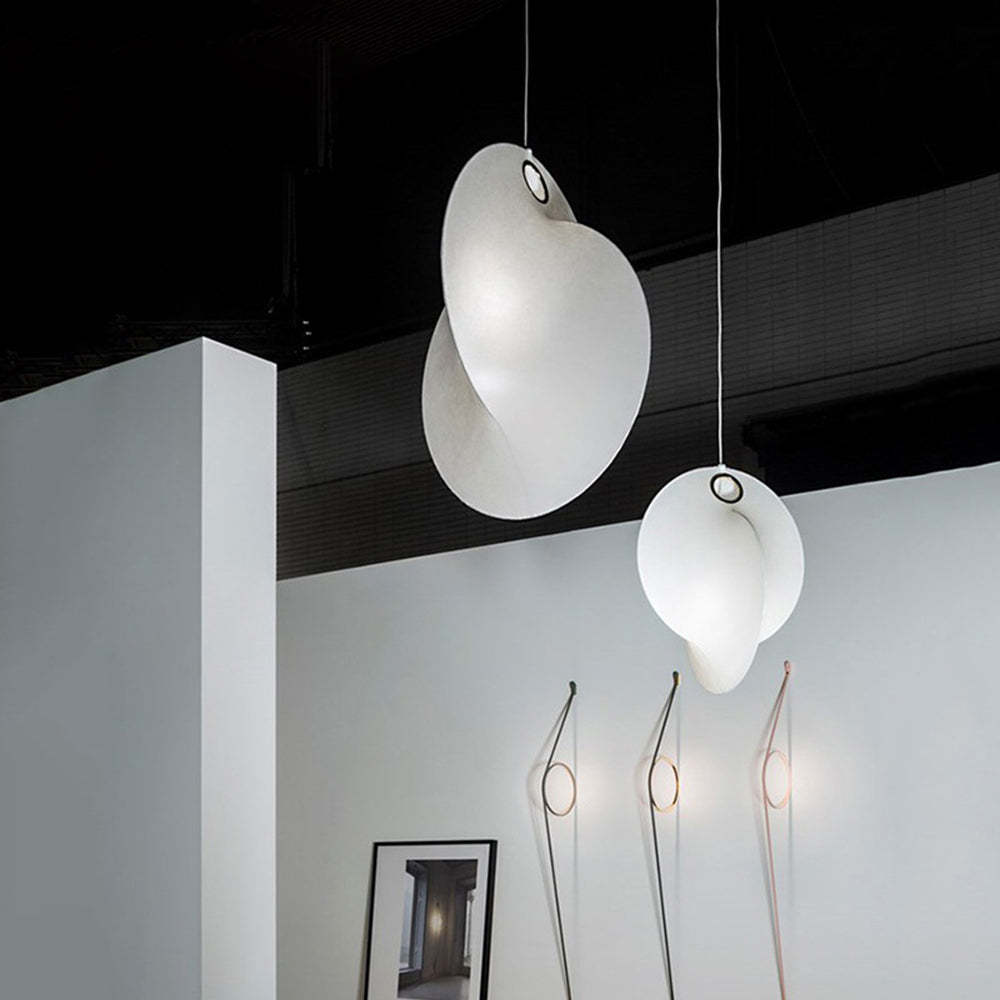 Modern Renée pendant lights, white fabric, cloud design