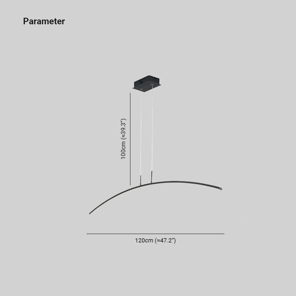 Edge Curved Linear Pendant Light Dimensions