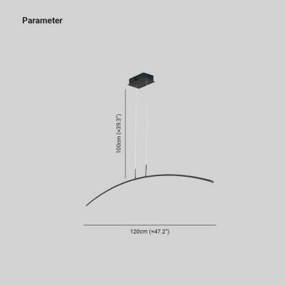Edge Curved Linear Pendant Light Dimensions