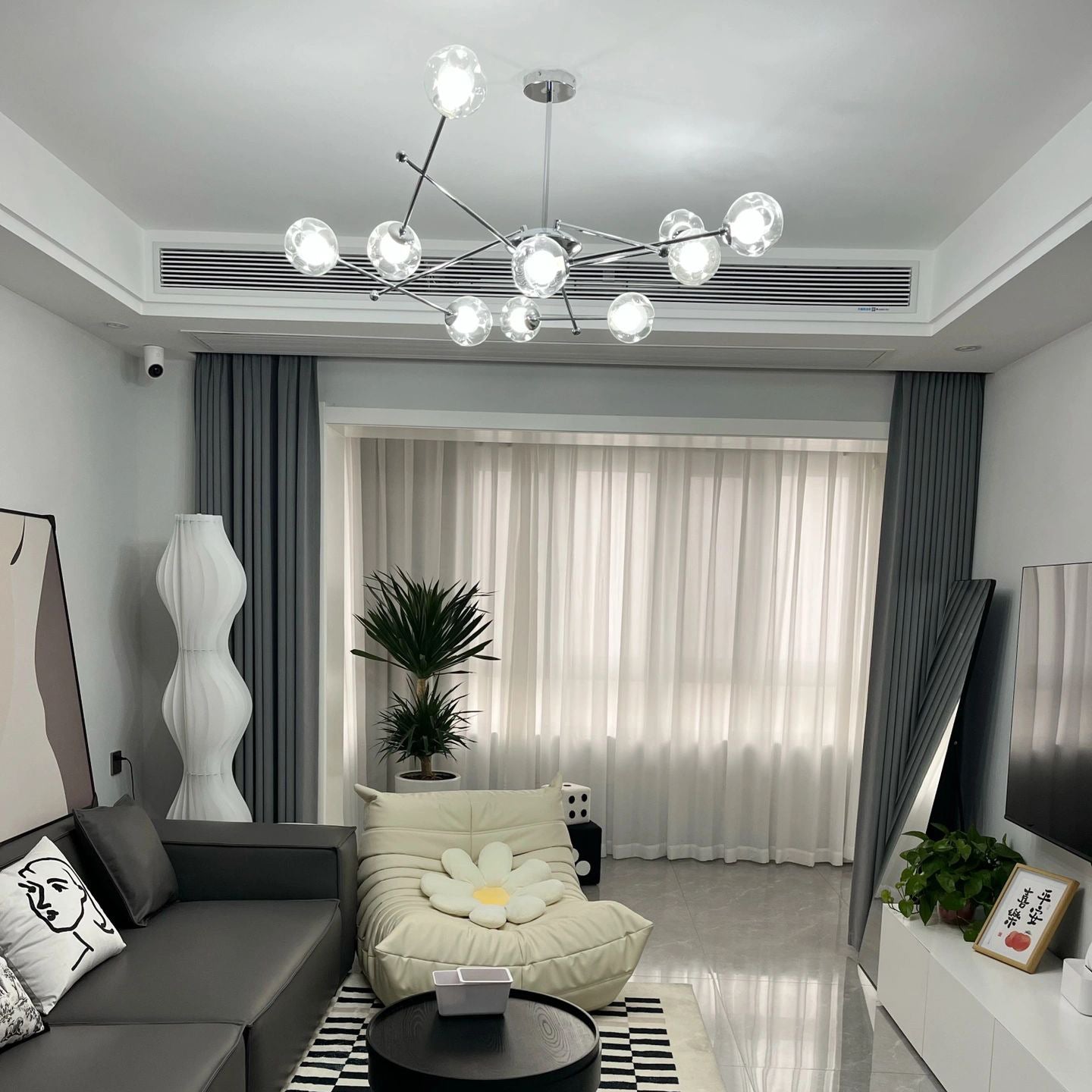 Modern Valentina LED Chandelier in a Living Room