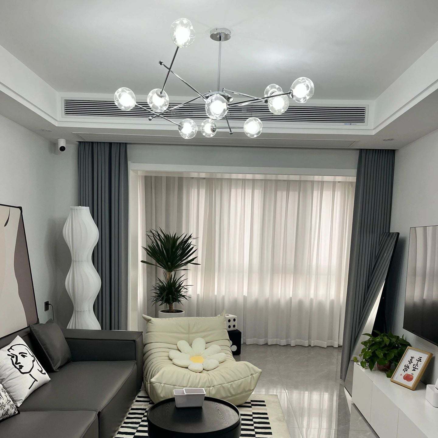 Modern Valentina LED Chandelier in a Living Room