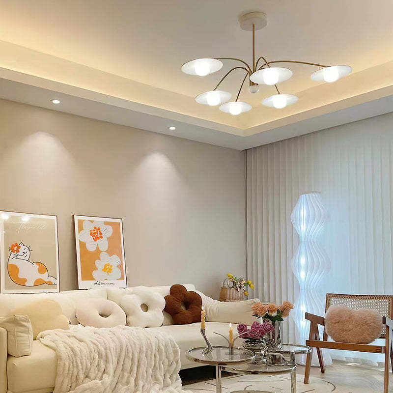 Cairns metal pendant light in living room. Las Sola.