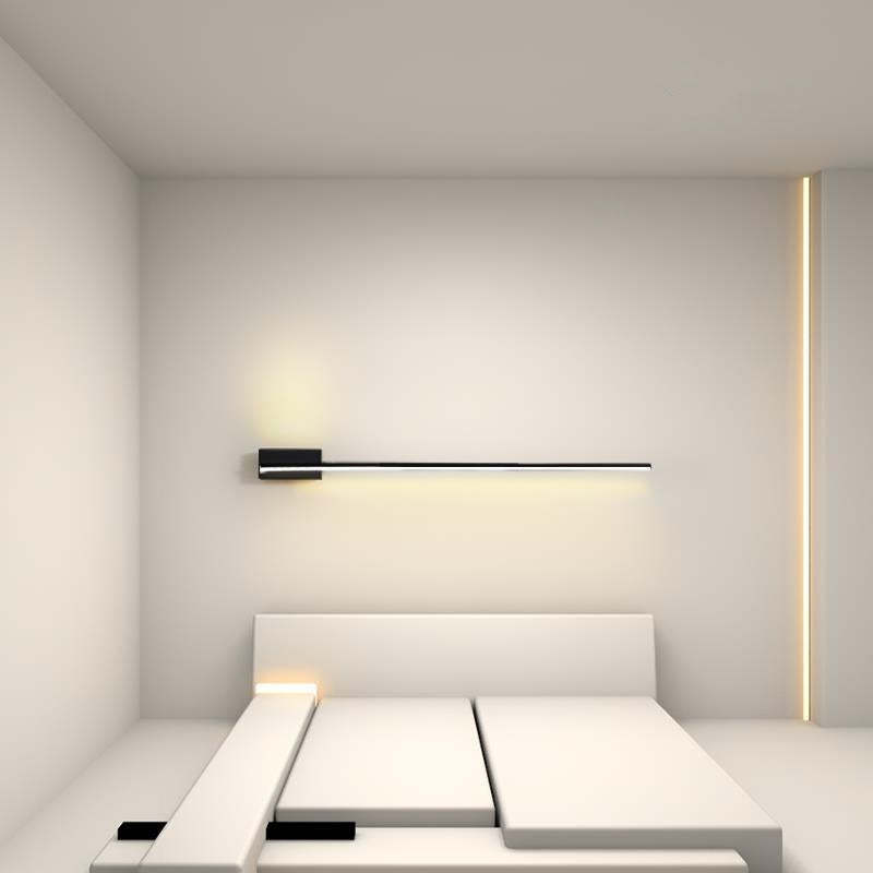 Edge minimalist LED vanity light in bedroom