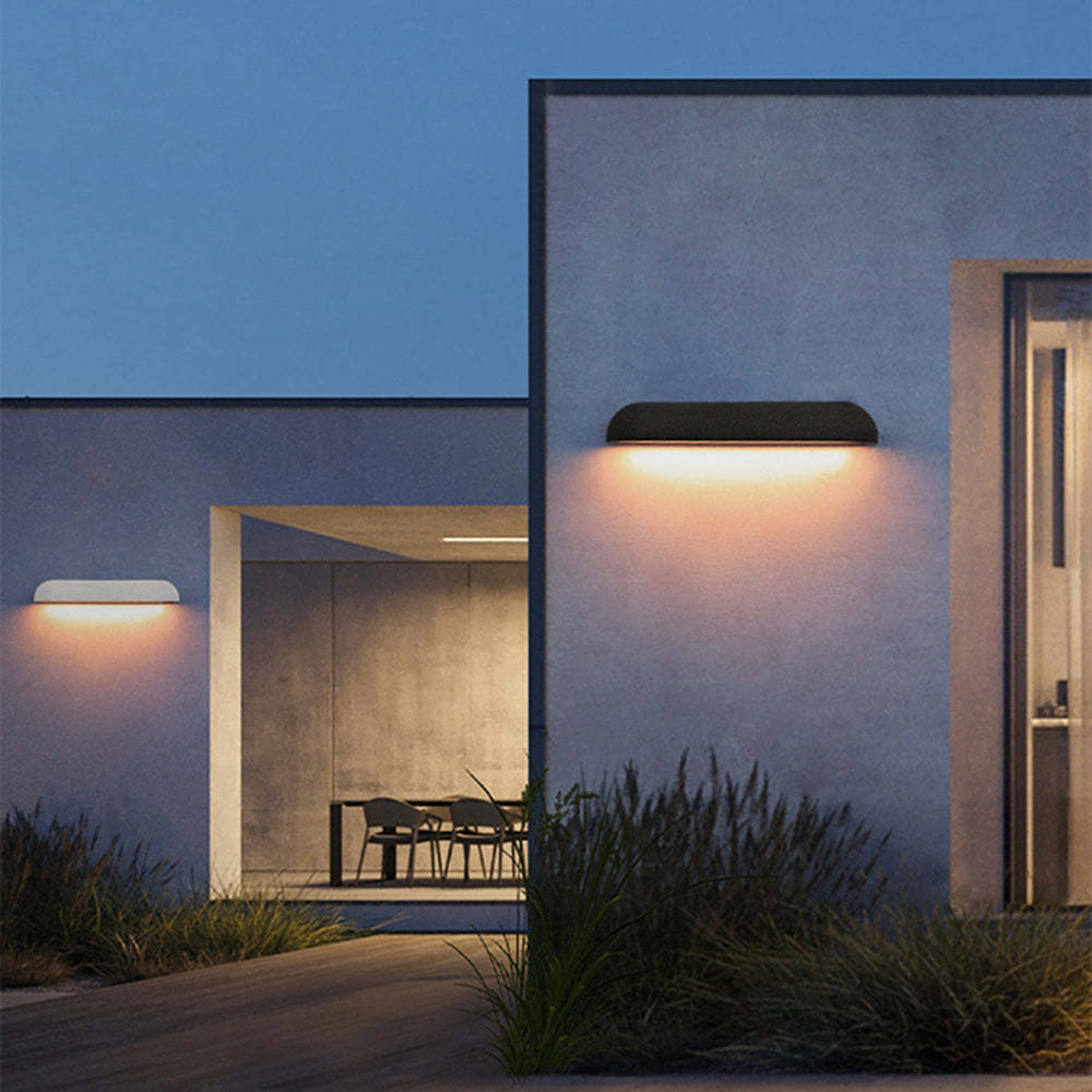 Orr modern minimalist outdoor wall lamp illuminating at night