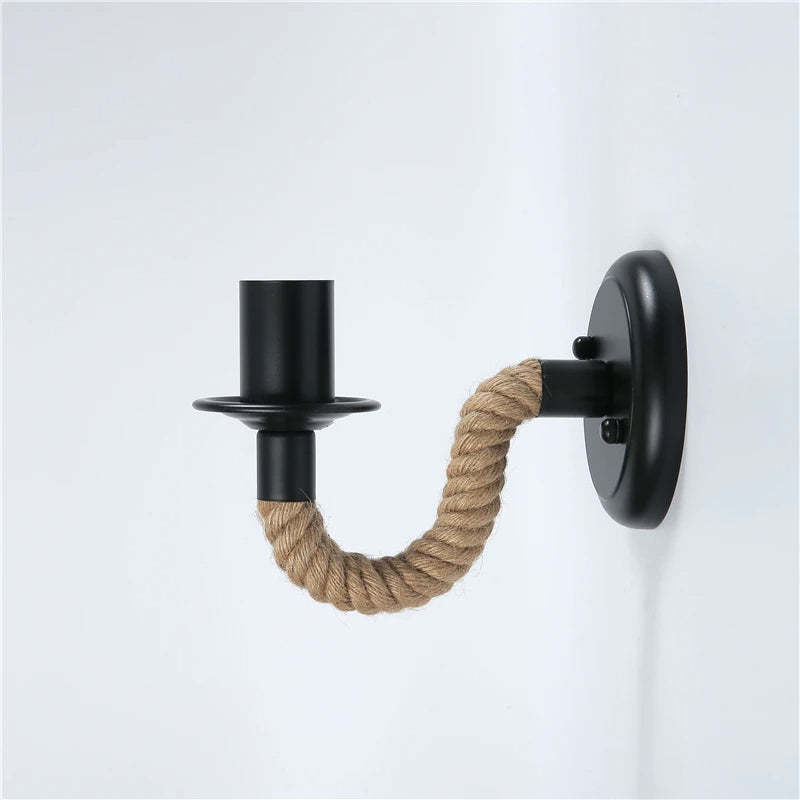 Epoch Vintage Wall Lamp with Rope Detail and Black Metal Frame